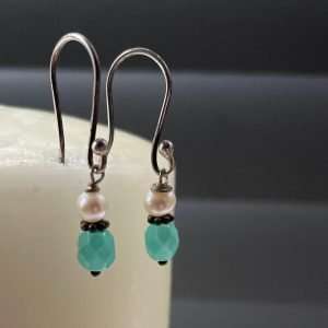 Crystals and Pearls Swarovksi Sterling Silver 925 Drop Earrings Beaded Handmade